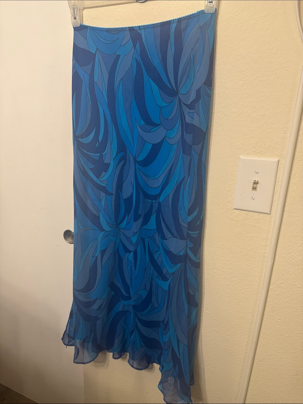 Express Silk Bias Cut Print Maxi Skirt size small Fully lined Double Slit NWOT
